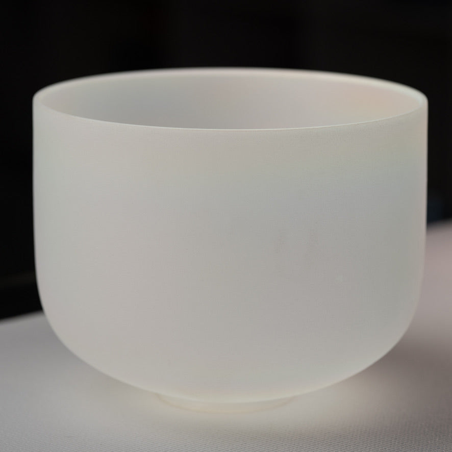 11.75" D+7 White Frosted Singing Bowl with Angel Aura inside