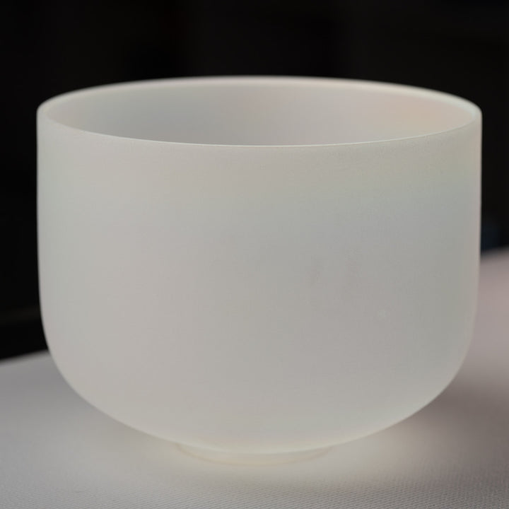 11.75" D+7 White Frosted Singing Bowl with Angel Aura inside