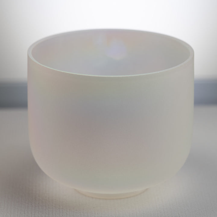 9" G+0 White Frosted Singing Bowl with Angel Aura inside