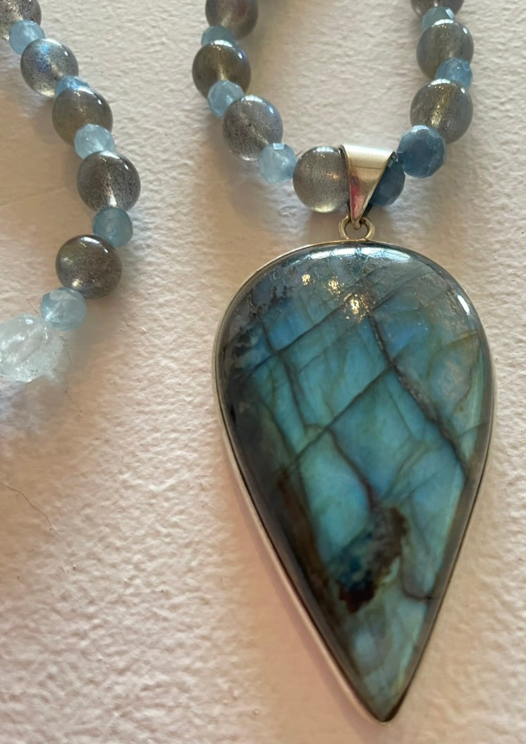 Labradorite & Aquamarine Mala
