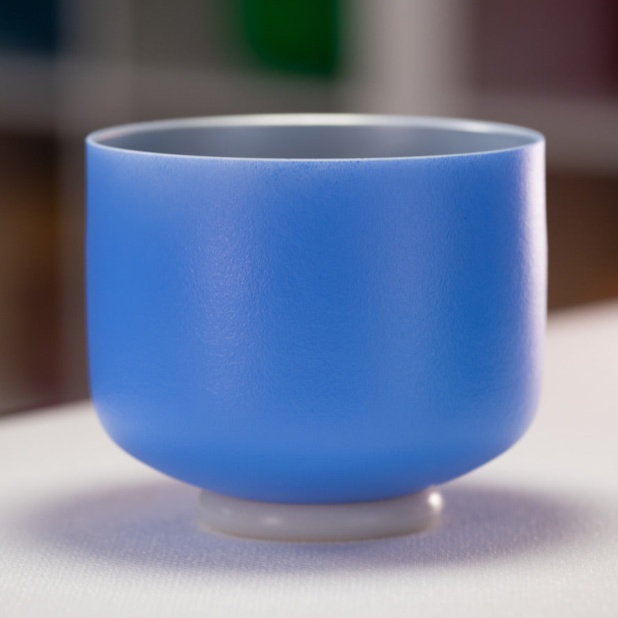 8" E+8 Father Sky Frosted Crystal Singing Bowl, Silver inside