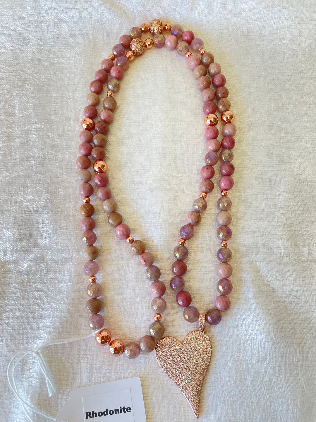 Faceted Rhodonite Mala