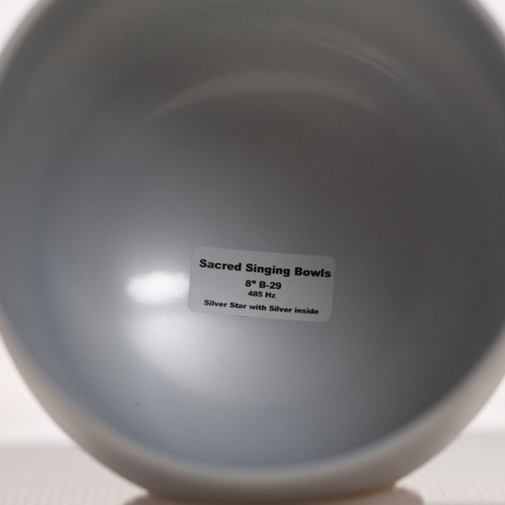 8" B-29 Frosted Silver Star Crystal Singing Bowl