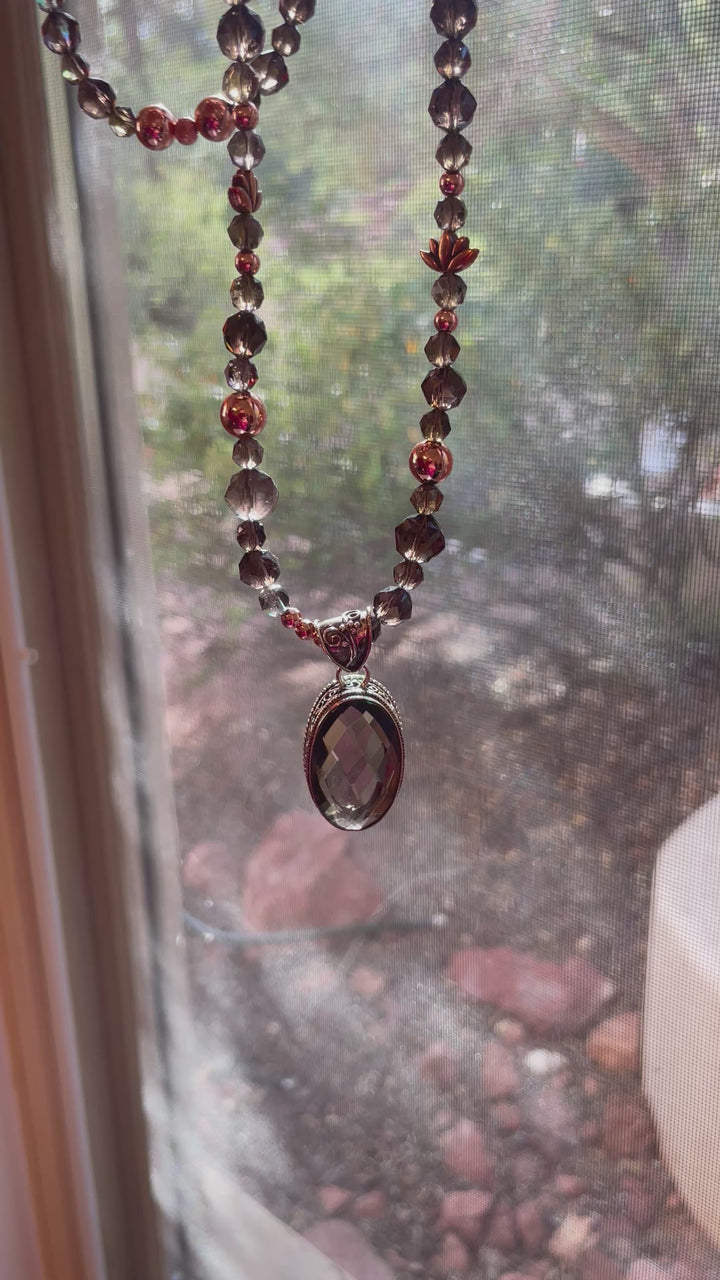 Faceted Smoky Quartz Mala