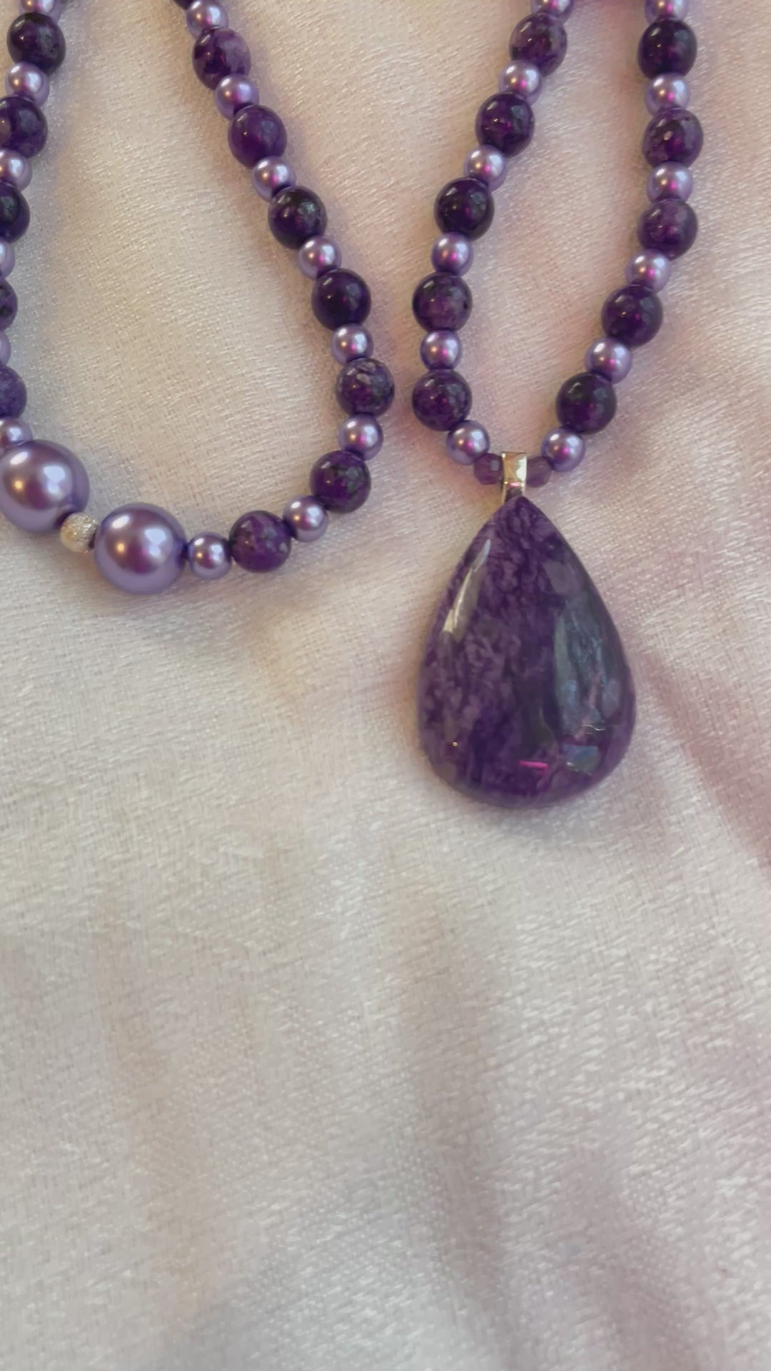 Charoite Mala with Charoite Pendant