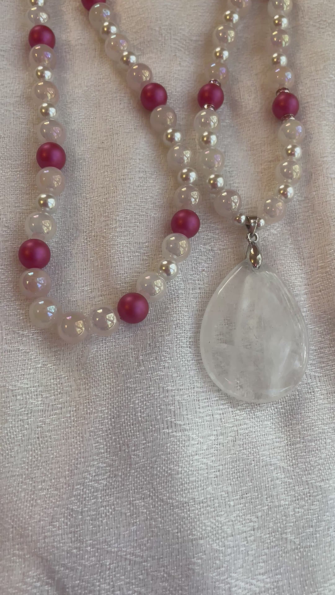 Aura Rose Quartz & Pearl Mala