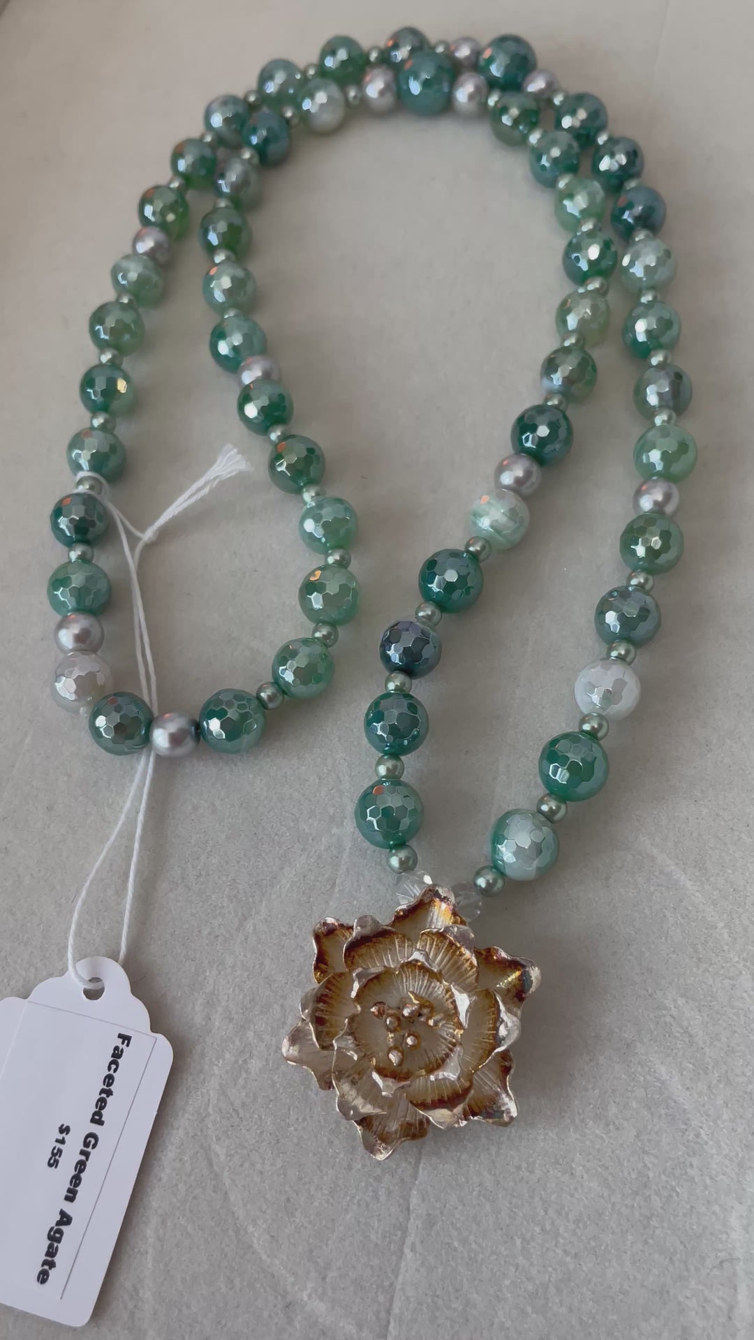 Faceted Green Agate Mala