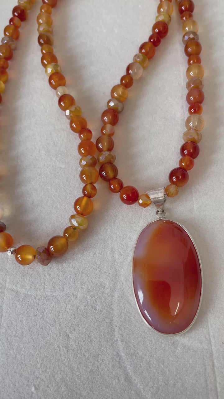 Carnelian Mala, smooth beads
