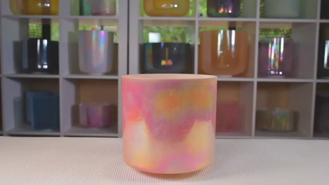 8" D+10 Sunstone & Platinum Bowl, Crystal Tones™