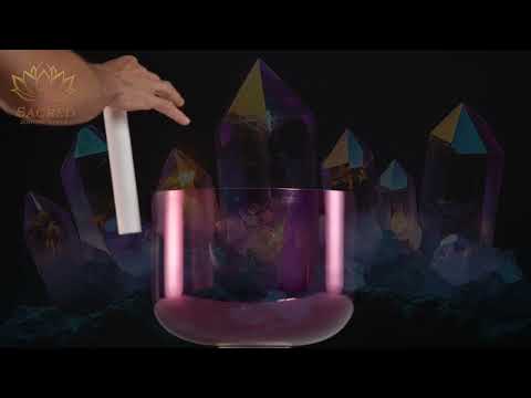 12" F-22 Divine Violet Flame Crystal Singing Bowl with Om Symbol