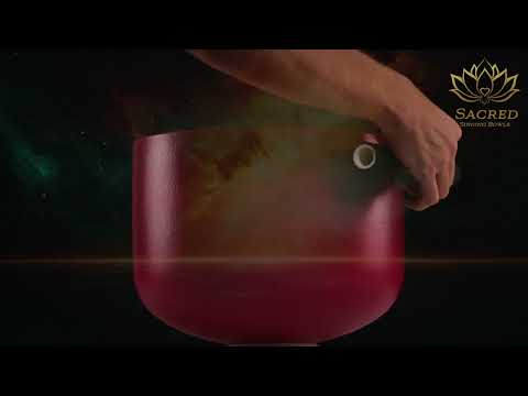 12" G#-26 Dreamy Peony Frosted Crystal Singing Bowl, Silver inside