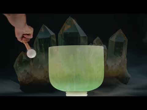 11" B-20 Green Swirl Frosted Crystal Singing Bowl