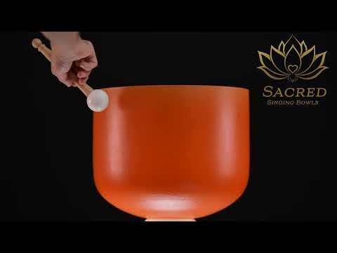 13" F#-22 Setting Sun Frosted Crystal Singing Bowl, Gold inside