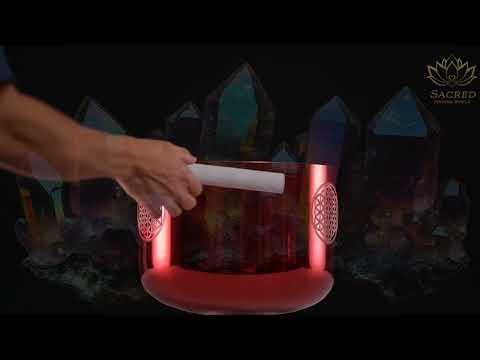 12" F+41 Ruby Ray Crystal Singing Bowl with Flower of Life