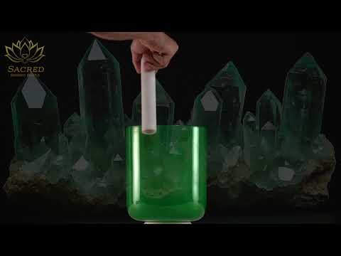 7.25" B-43 Emerald Heart Crystal Singing Bowl