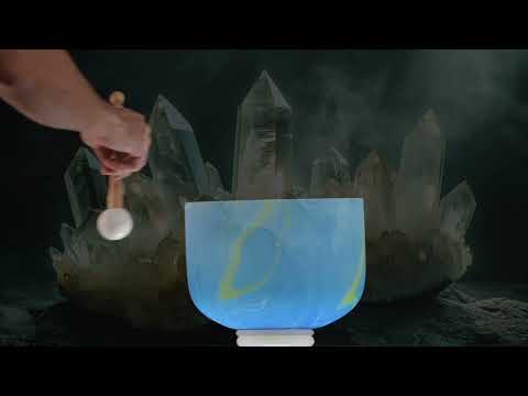 10" G#-28 Blue Swirl Frosted Crystal Singing Bowl