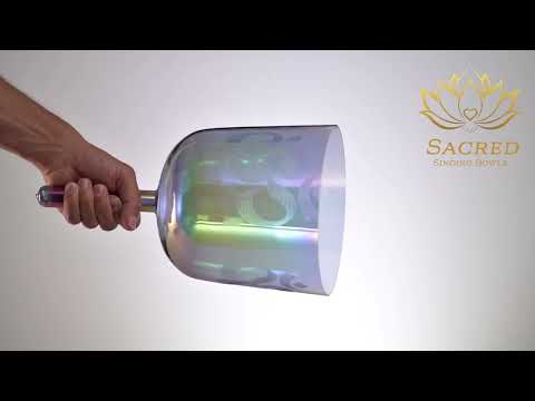 7.75" F-7 Aurora Sky Crystal Singing Bowl with Om, Handheld