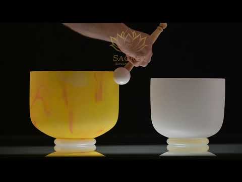 E & B Perfect Fifth Frosted Crystal Singing Bowl Pair