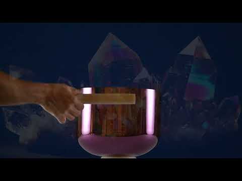 10" G#+28 Divine Violet Flame Crystal Singing Bowl, 24k Gold inside