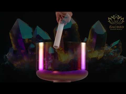 13" D-8 Healing Violet Flame Crystal Singing Bowl, Perfect Pitch