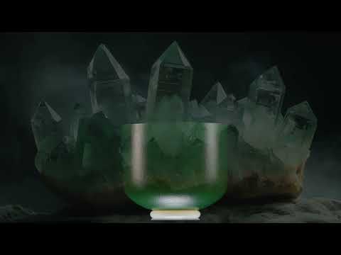 9" E-28 Emerald Heart Frosted Crystal Singing Bowl