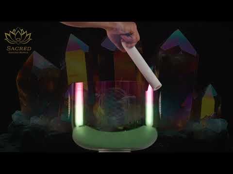 12" E-28 Divine Heart Crystal Singing Bowl with Flower of Life