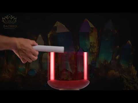 9" A#-1 Ruby Ray Crystal Singing Bowl, Perfect Pitch