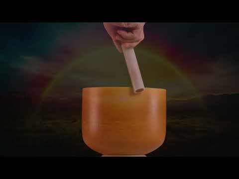 8" G#+5 Honeycomb Frosted Crystal Singing Bowl, Gold inside