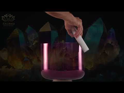 10" A#-15 Divine Violet Flame Crystal Singing Bowl, 24k Gold inside