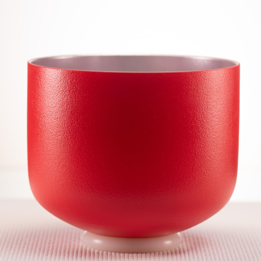 9" D#+6 Frosted Ruby Ray Crystal Singing Bowl