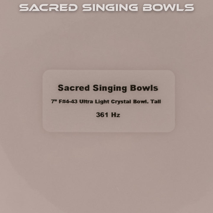 7" F#-43 Ultra Light Crystal Singing Bowl, Sacred Singing Bowls