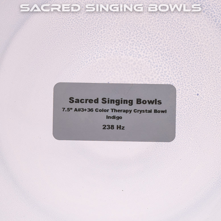 7.5" A#+36 Indigo Color Crystal Singing Bowl, Sacred Singing Bowls