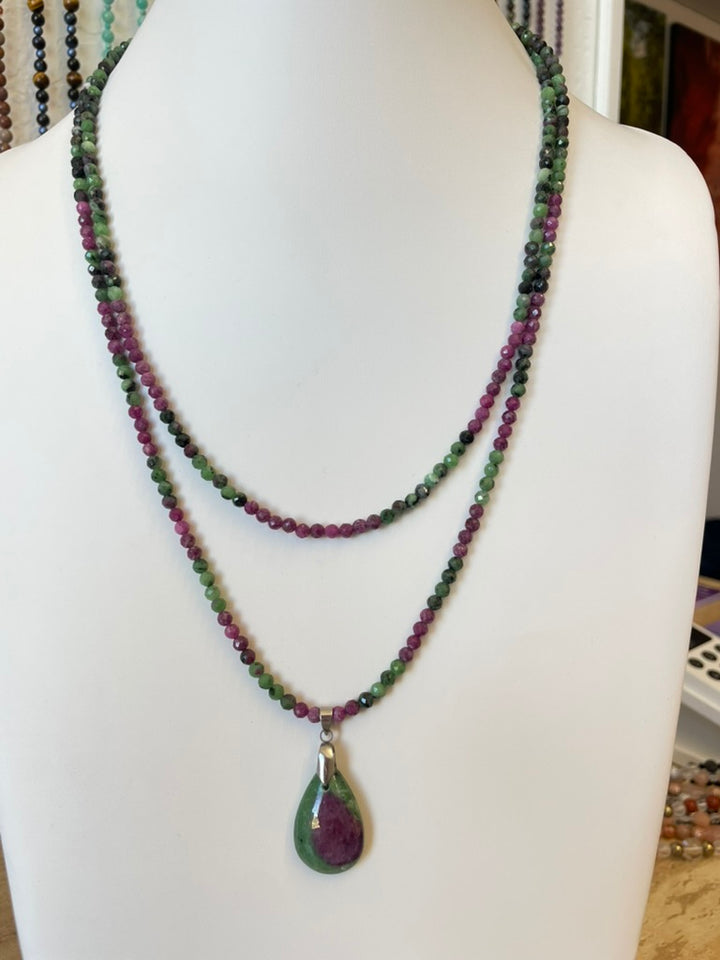 Faceted Ruby Zoisite Necklace