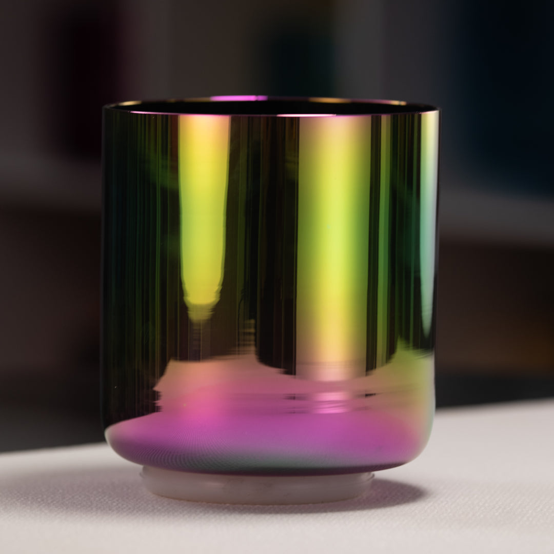 6.25" F#+9 Celestial Rainbow Crystal Singing Bowl, Perfect Pitch