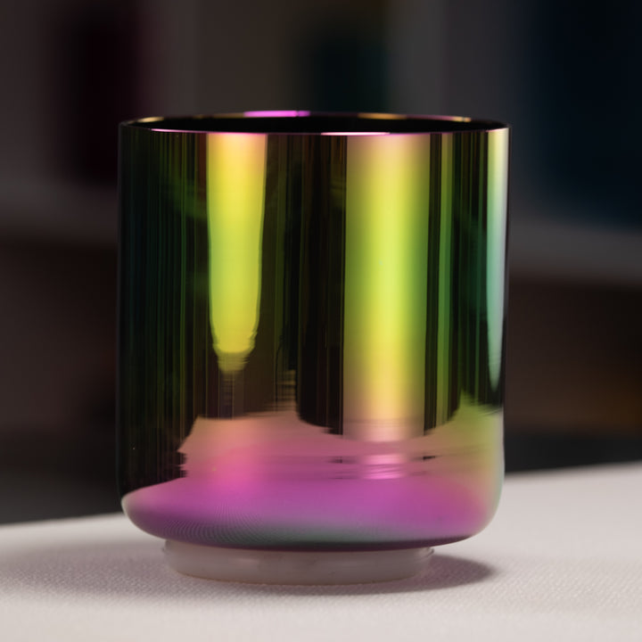 6.25" F#+9 Celestial Rainbow Crystal Singing Bowl, Perfect Pitch