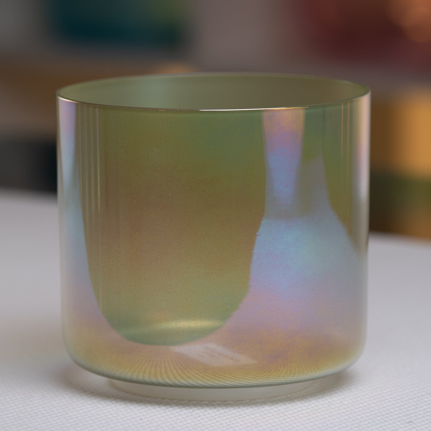 6" F#-27 Moldavite Color Crystal Singing Bowl, Prismatic, Sacred Singing Bowls