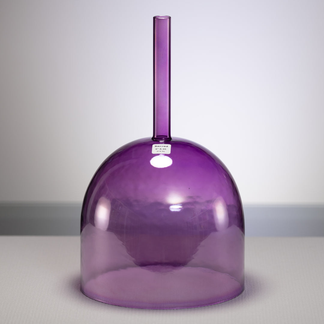 9" A-45 Lavender Lotus Crystal Singing Bowl, Handheld