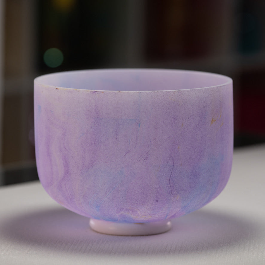 10" A-24 Light Purple Swirl Frosted Crystal Singing Bowl