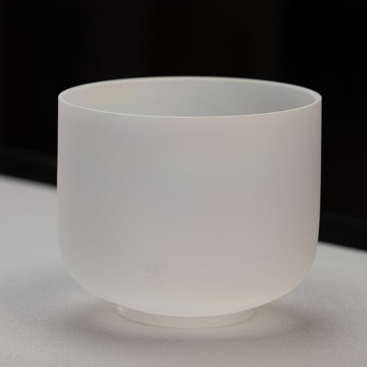 8" A+0 White Frosted Singing Bowl with Angel Aura inside