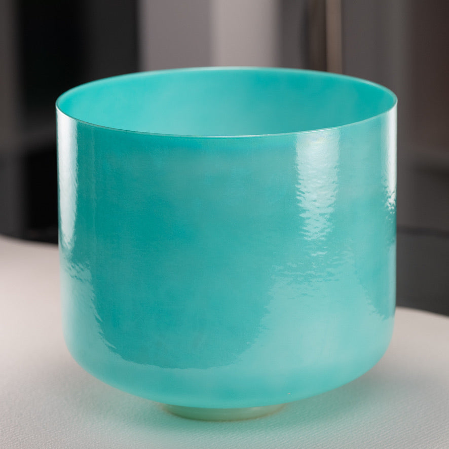 11" B-5 Turquoise Tide Crystal Singing Bowl, Perfect Pitch