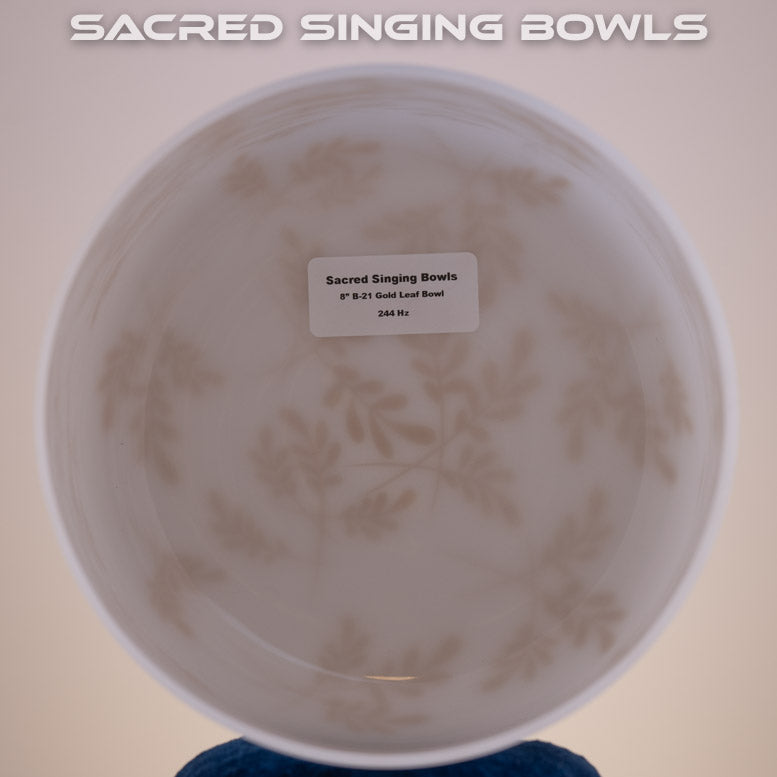 8" B-21 Ultra Light Crystal with 24k Gold Leaf Crystal Singing Bowl | Sacred Singing Bowls