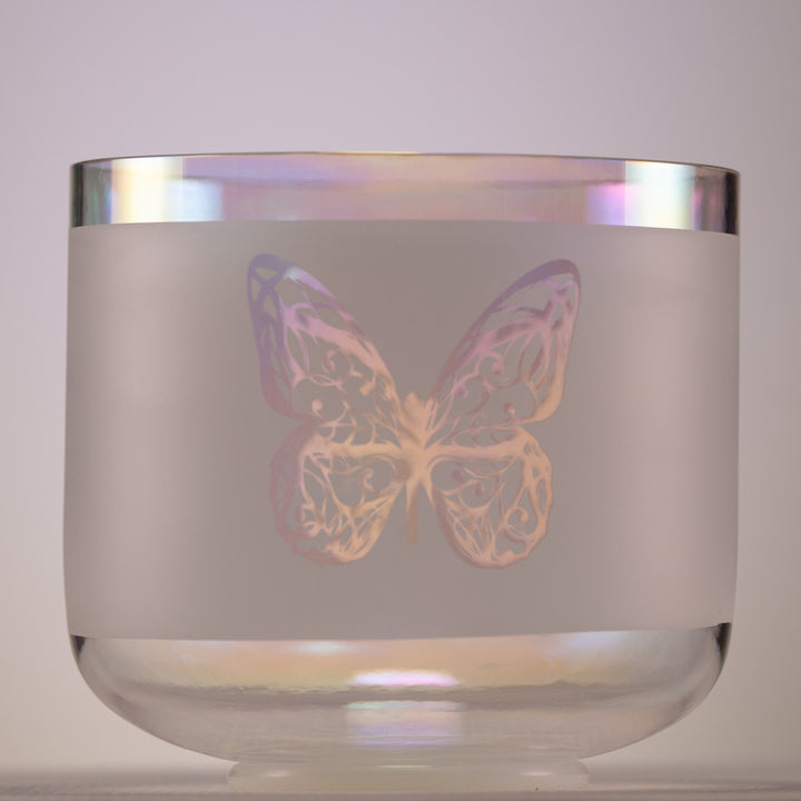 8" F+44 Prismatic Rainbow with Butterflies Crystal Singing Bowl