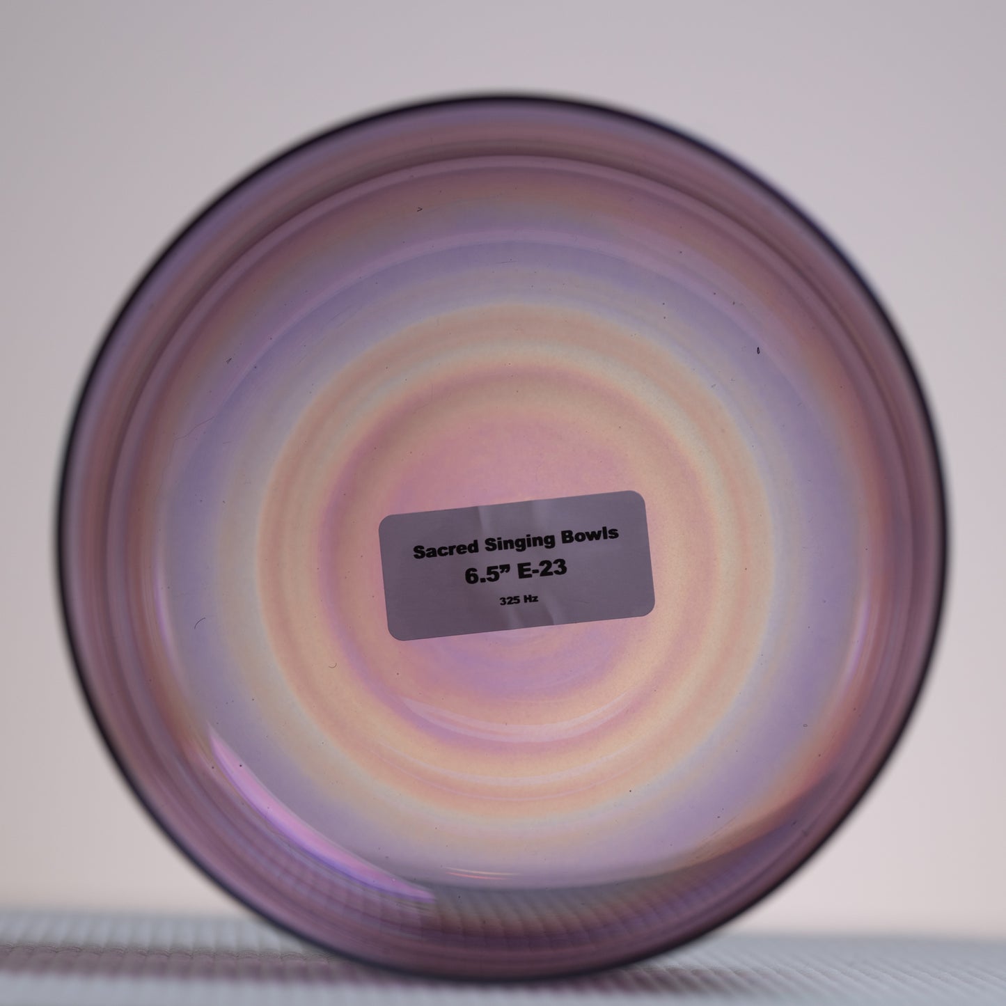 6.5" E-23 Amethyst Color Crystal Singing Bowl, Prismatic, Sacred Singing Bowls