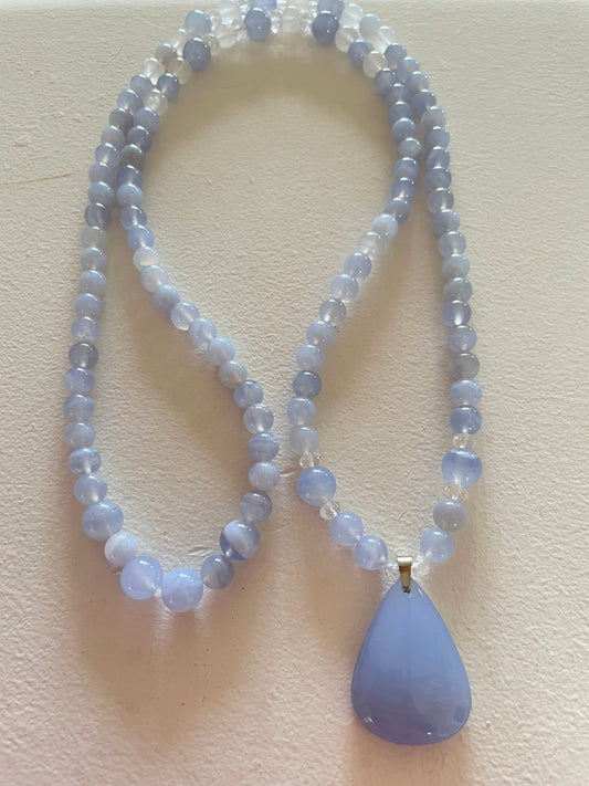 Blue Chalcedony Mala