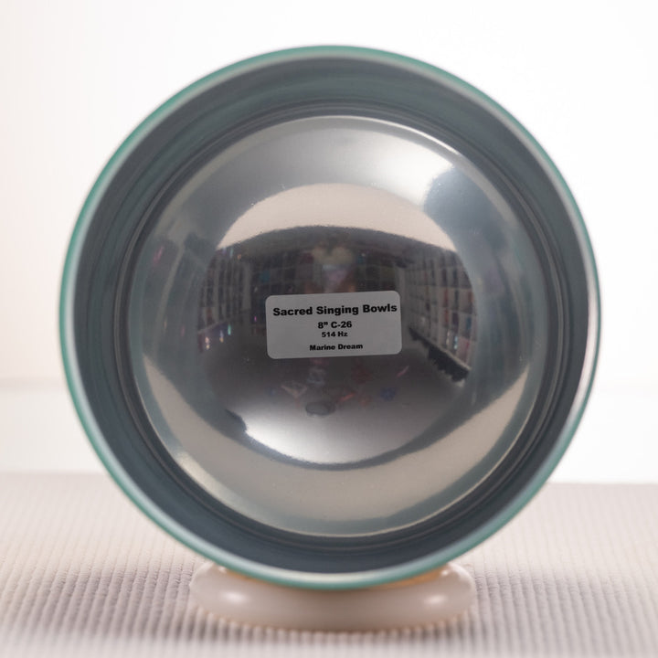 8" C-26 Frosted Marine Dream Crystal Singing Bowl
