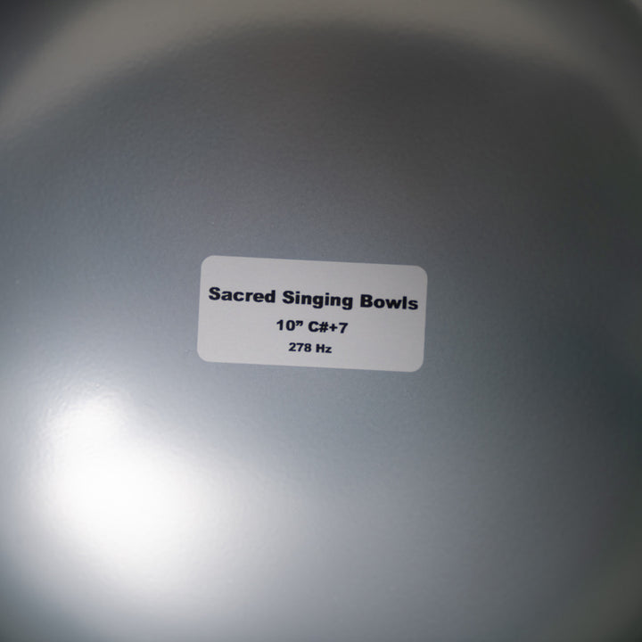 10" C#+7 Emerald Heart Frosted Crystal Singing Bowl, Silver inside