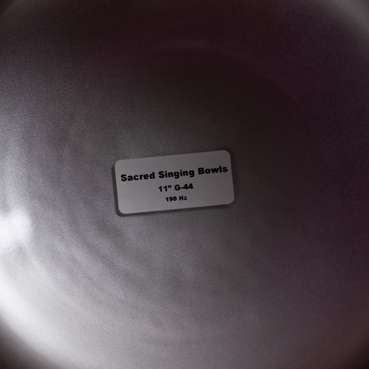 11" G-44 Sacred Ground Crystal Singing Bowl, Silver inside