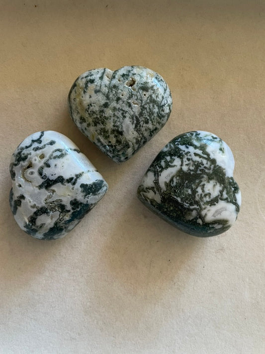 Moss Agate Hearts