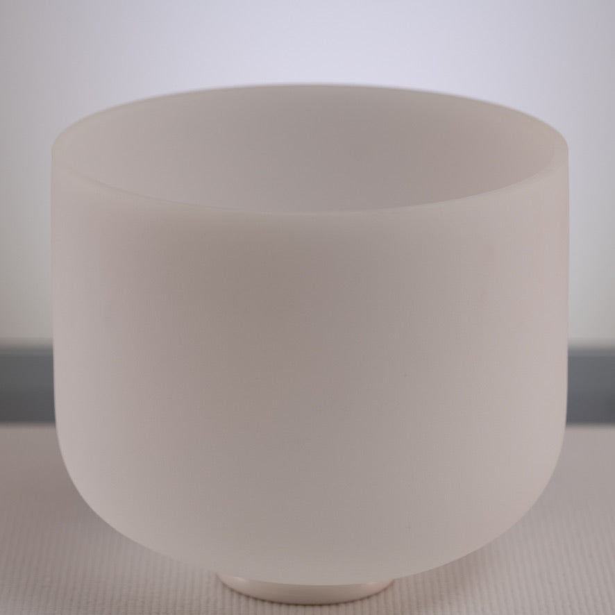 11.75" F+1 White Frosted Crystal Singing Bowl, Perfect Pitch