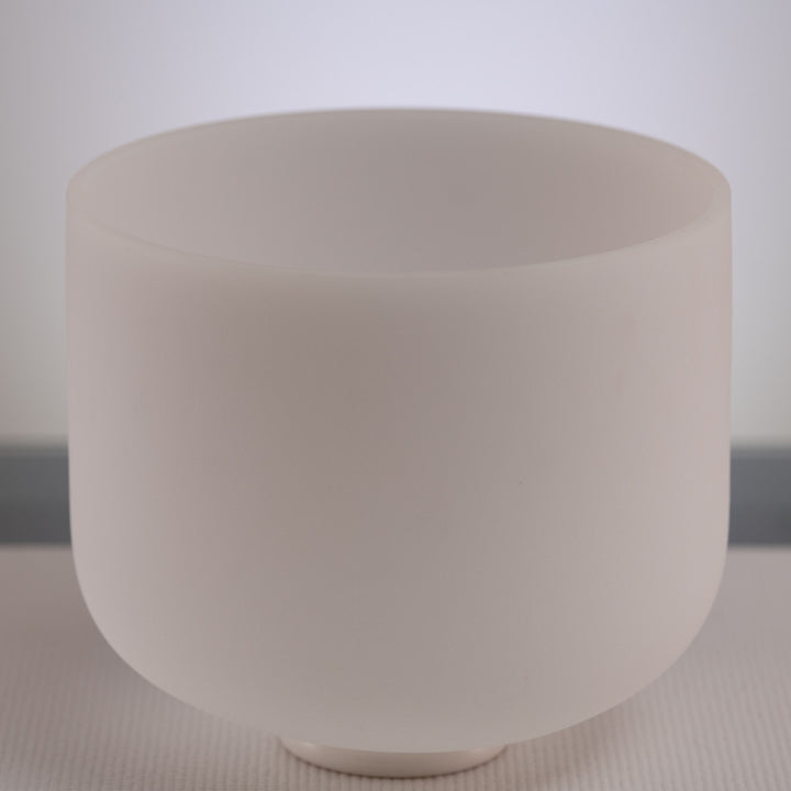 11.75" F+1 White Frosted Crystal Singing Bowl, Perfect Pitch